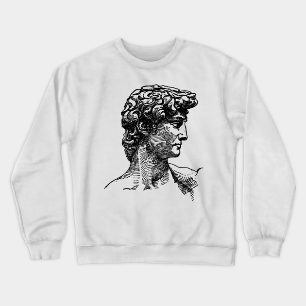 Michelangelo's David Greek Head Mythology Vintage Illustration Line Art Crewneck Sweatshirt by Aesthetic shirts  